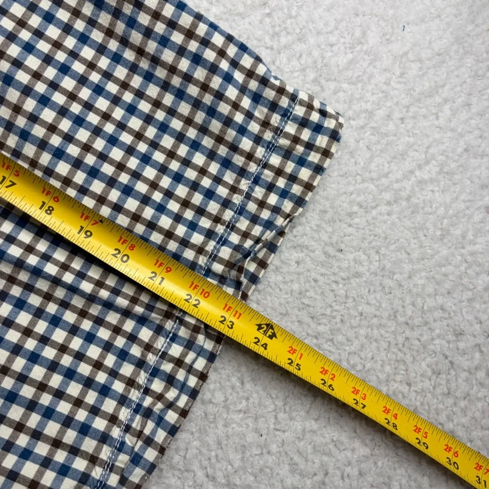American Eagle Plaid baggy Shorts Mens 34 Blue Brown skater Y2K Longer Length - Picture 8 of 8